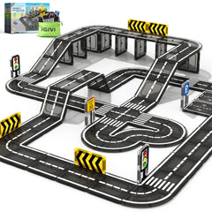 IGIVI magnetic tiles road set sparks creative road building and fine motor skills.
