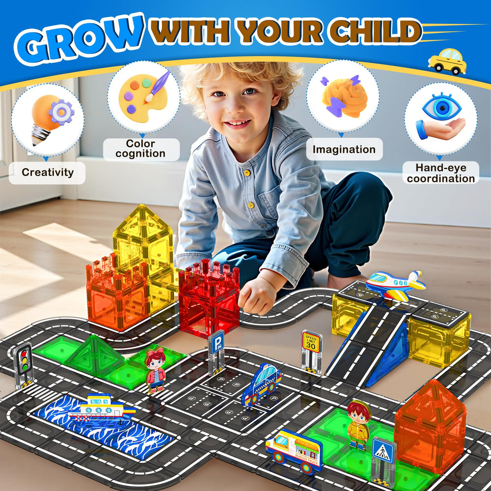 IGIVI parking spaces and magnet figures promote cooperative play and story-driven learning.
