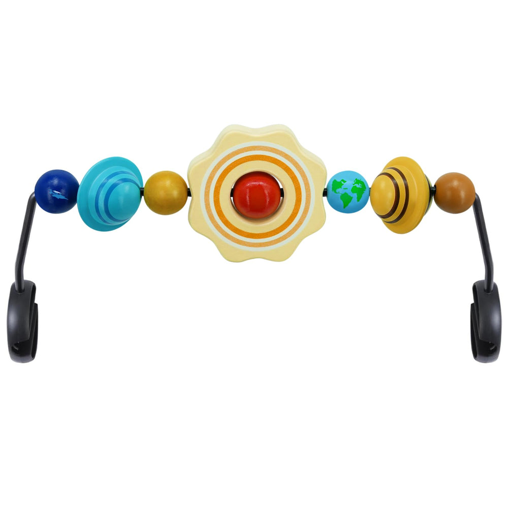 iGRATENS sun-planets toy bar on Bliss Soft bouncer, colorful learning stimulus for babies.