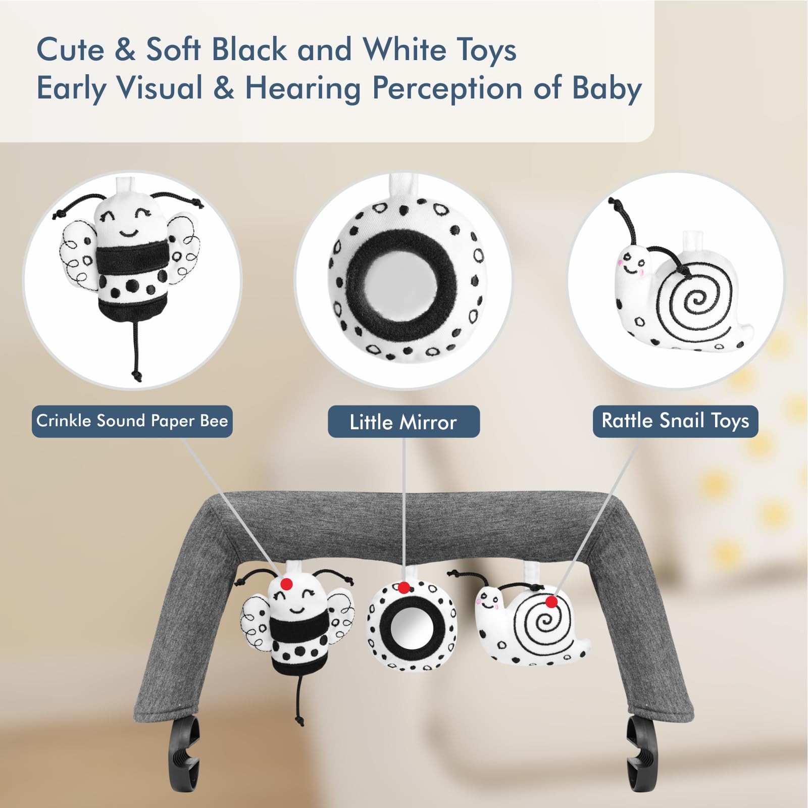 iGRATENS bee toy with crinkle wings stimulates tactile and auditory interest