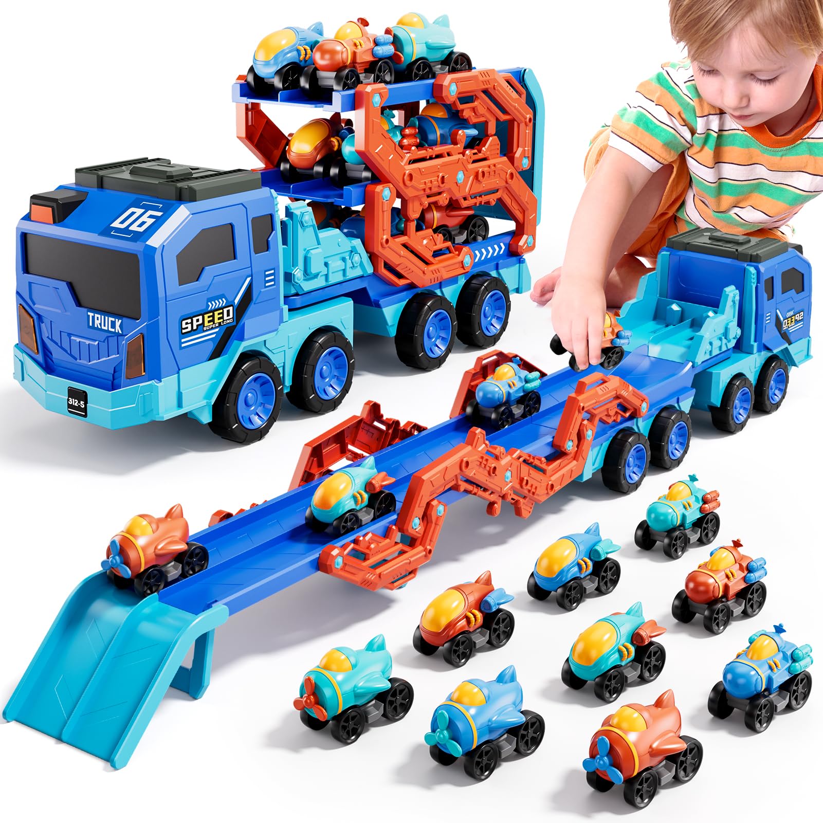 ihaha toddler foldable space truck carrier for imaginative play and easy storage