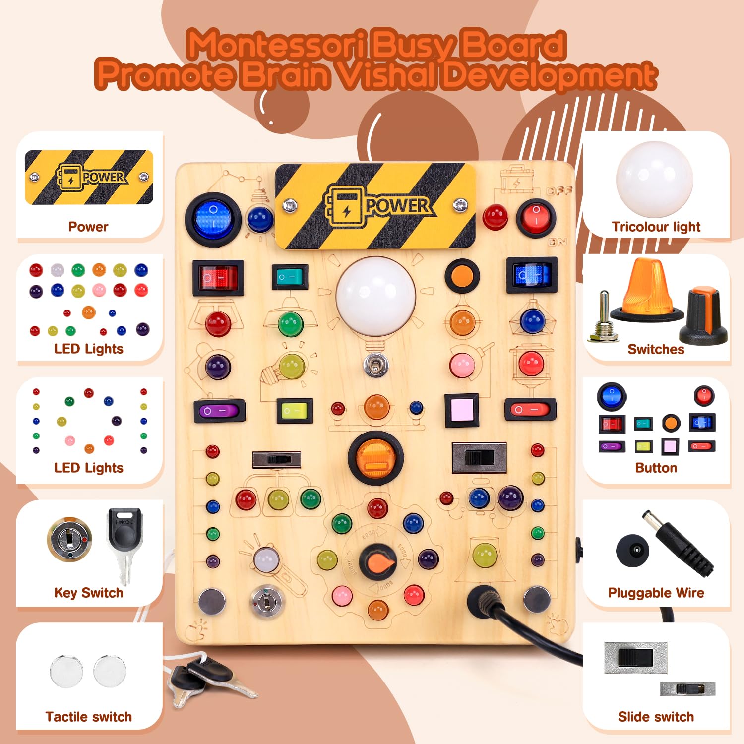 iHarPro busy board LED lights add cause‑and‑effect feedback.