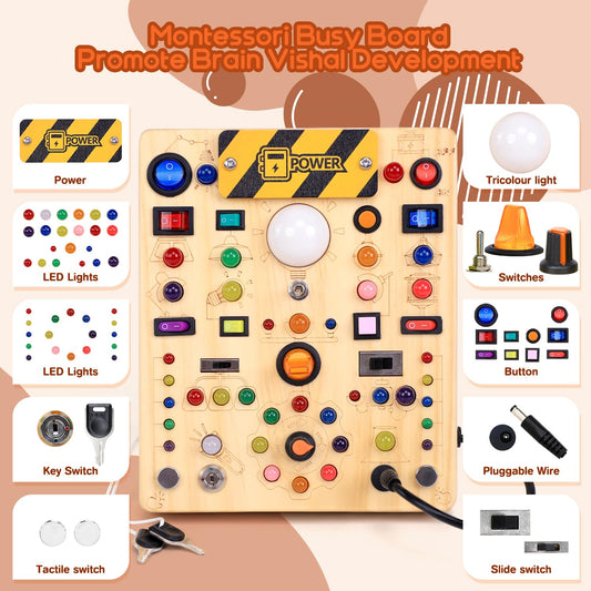 iHarPro busy board LED lights add cause‑and‑effect feedback.