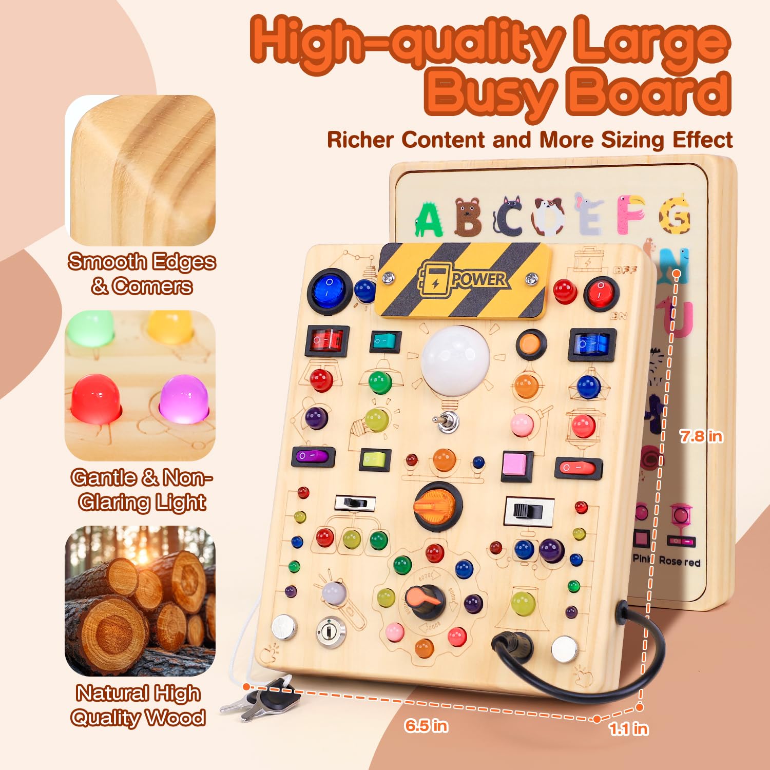 iHarPro busy board smooth edges and secure parts for safety.