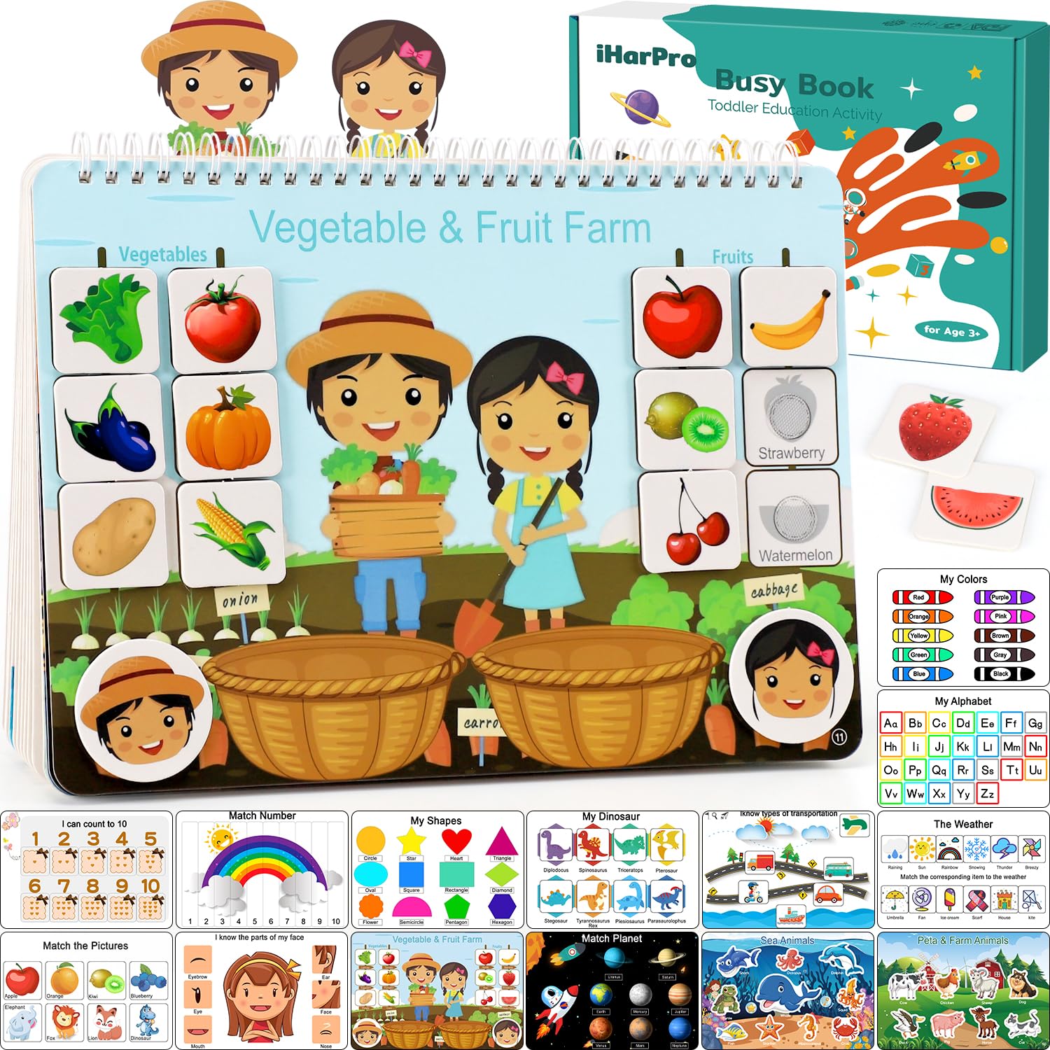 iHarPro Busy Book Ocean Animals theme, supports early sensory exploration and curiosity.