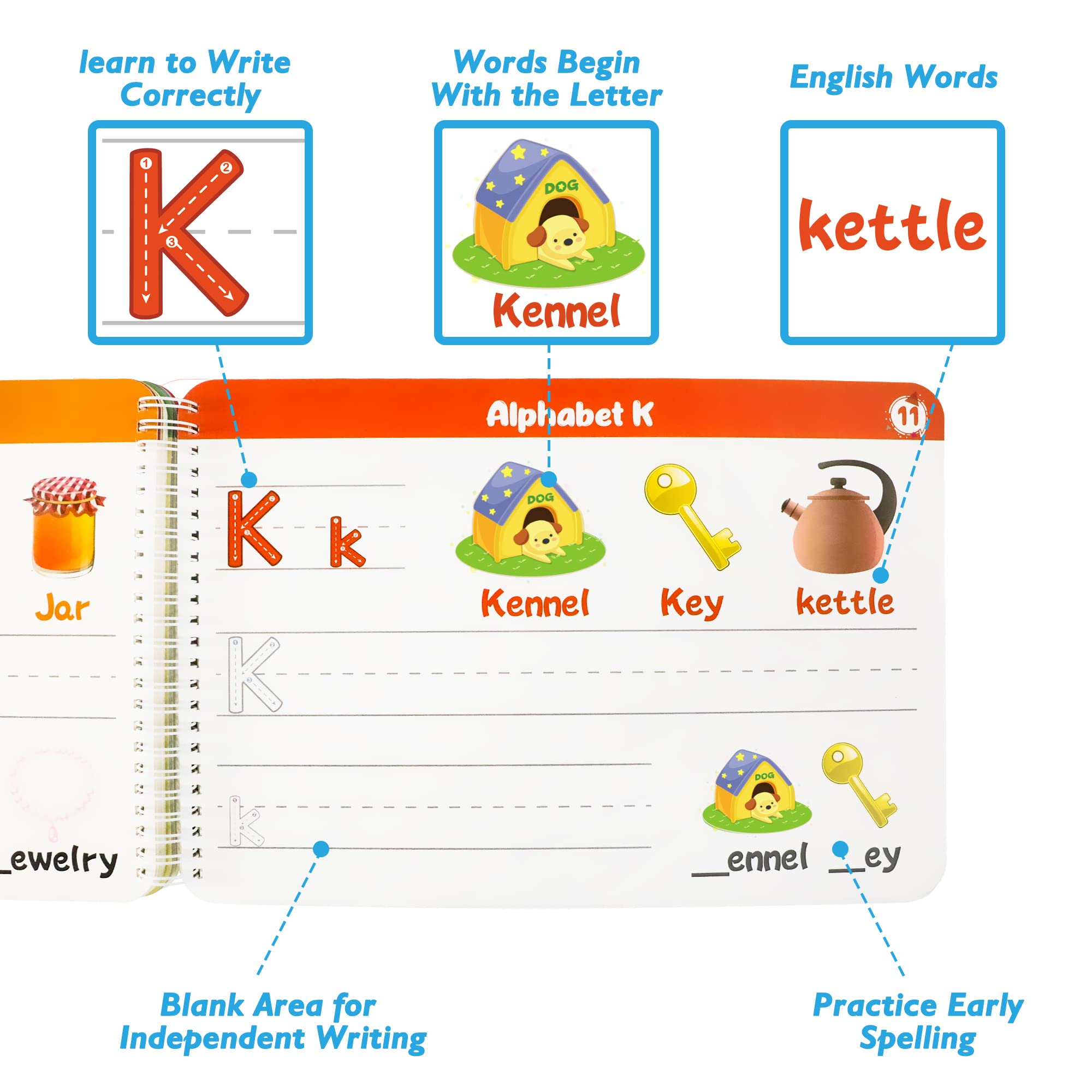 iHarPro numbers and letters tracing strengthens number recognition and alphabet familiarity.