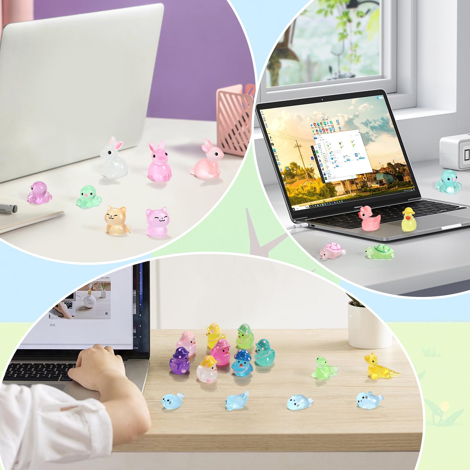 IHFAIO mini resin cats glow in the dark, charming desk or shelf companions.