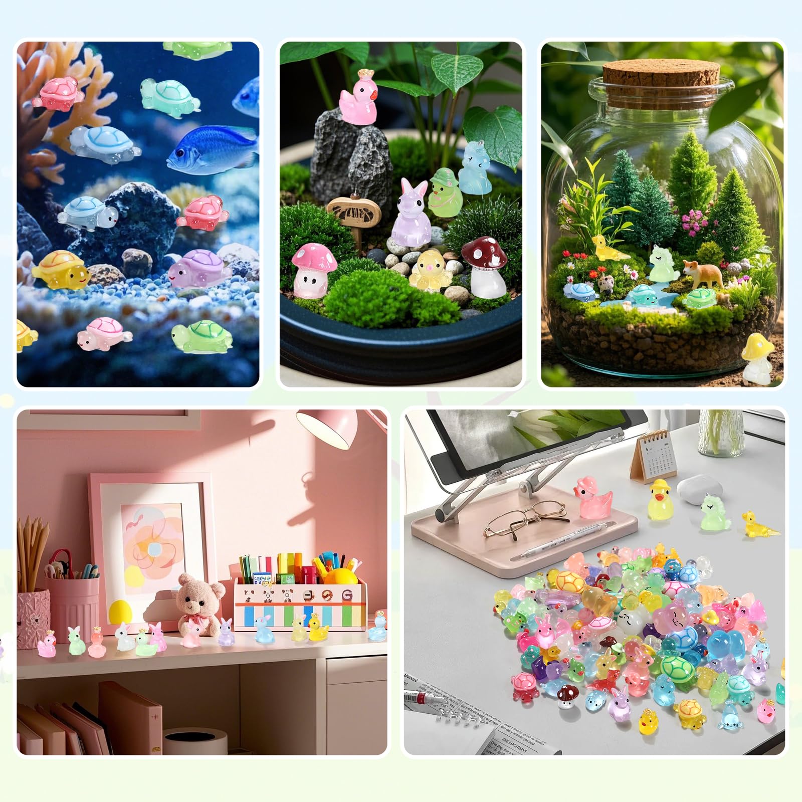 IHFAIO mini resin rabbits glow in the dark, adding charm to desks and displays.