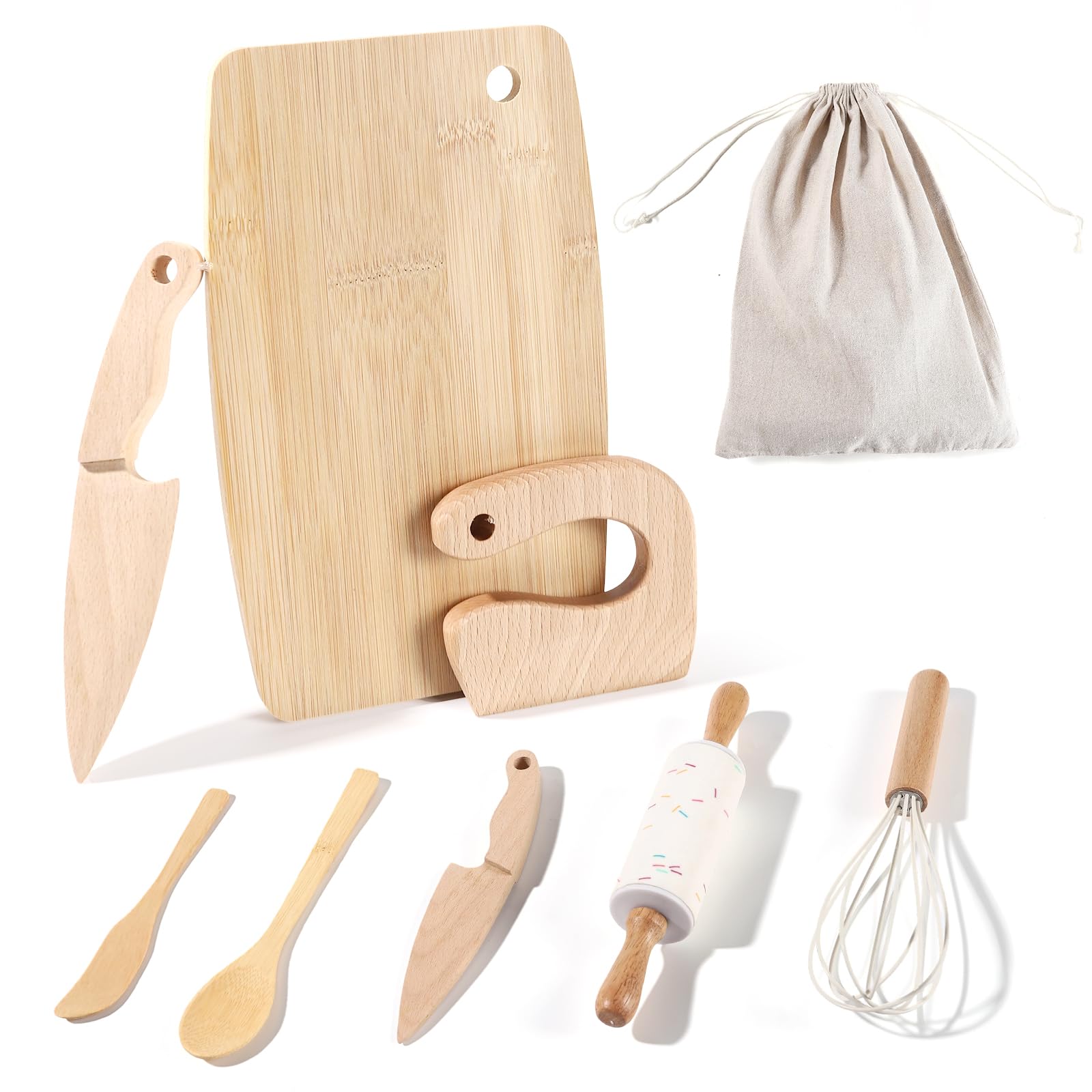 IHFAIO rolling pin wooden for kid-friendly rolling and practice.