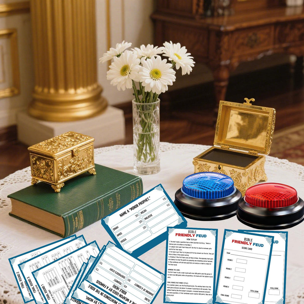 IIDEA Bible Feud instruction card guides smooth, engaging gameplay.