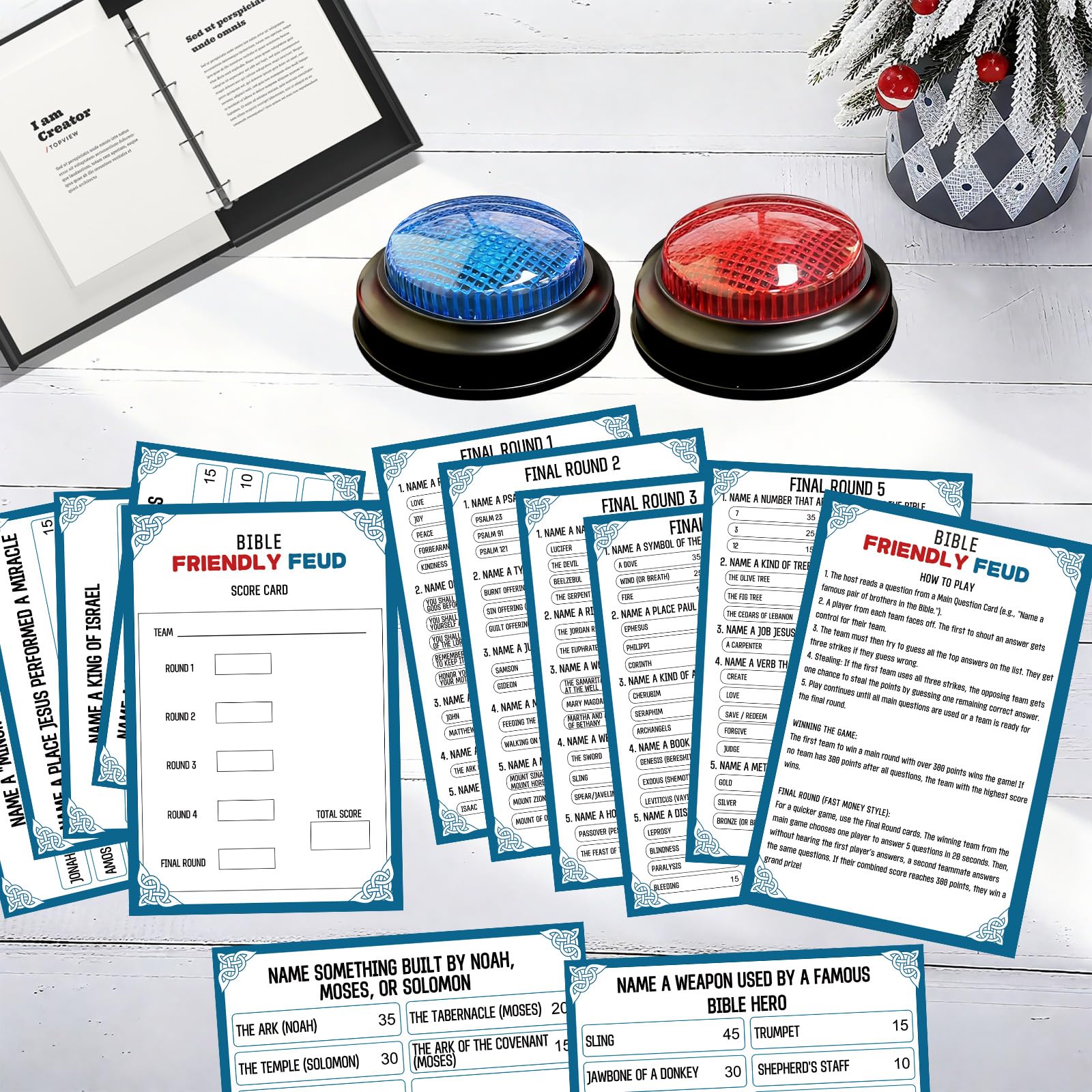 IIDEA Bible Feud scorecards help track team points during lively rounds.