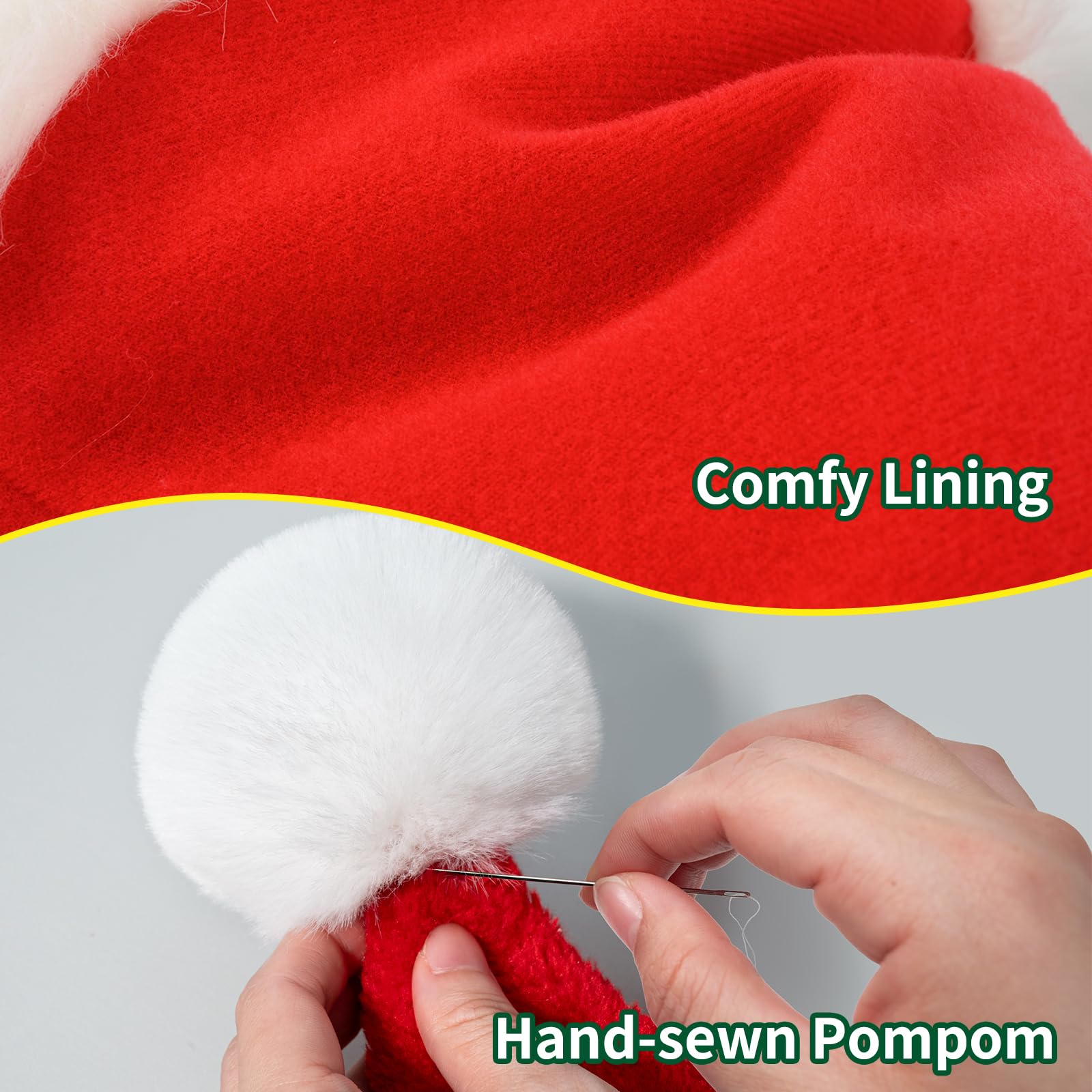 Iioscre Santa hat red plush with thick lining, keeps head warm outdoors.