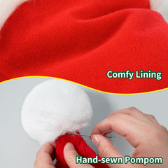 Iioscre Santa hat red plush with thick lining, keeps head warm outdoors.