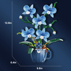 iixeal Blue Orchid Building Set on display as stylish home or office decor
