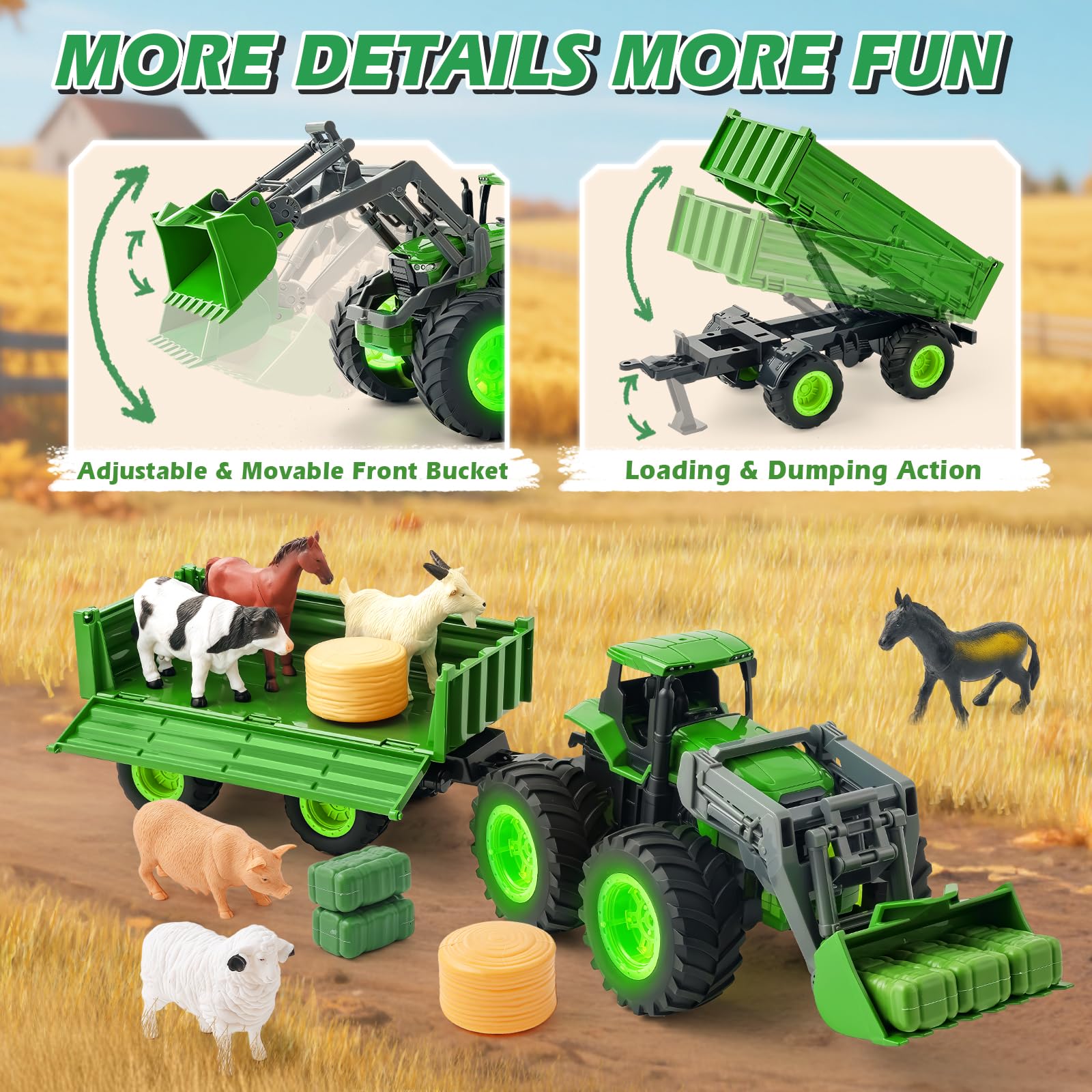 IJIGU farm accessories with animals boosts storytelling and role play.