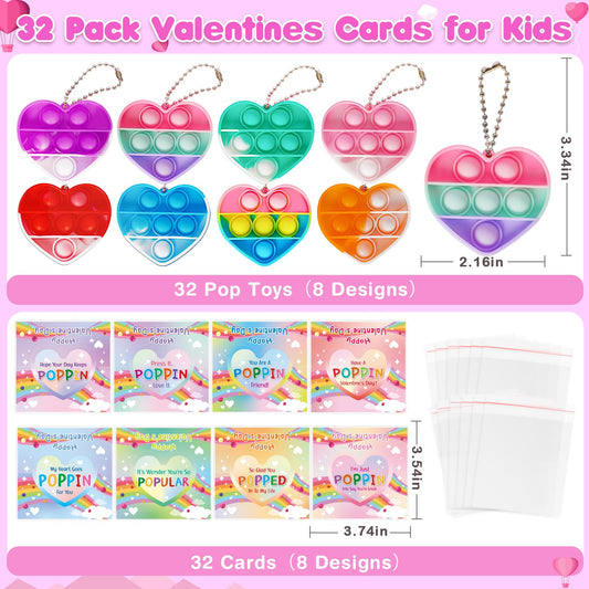 IJIGU heart-shaped pop fidget keychains in 8 colors for fun rewards.