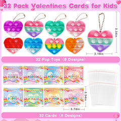 IJIGU heart-shaped pop fidget keychains in 8 colors for fun rewards.