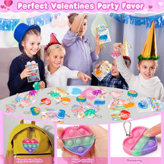 IJIGU heart pop fidget toys attach to bags and pencil cases.