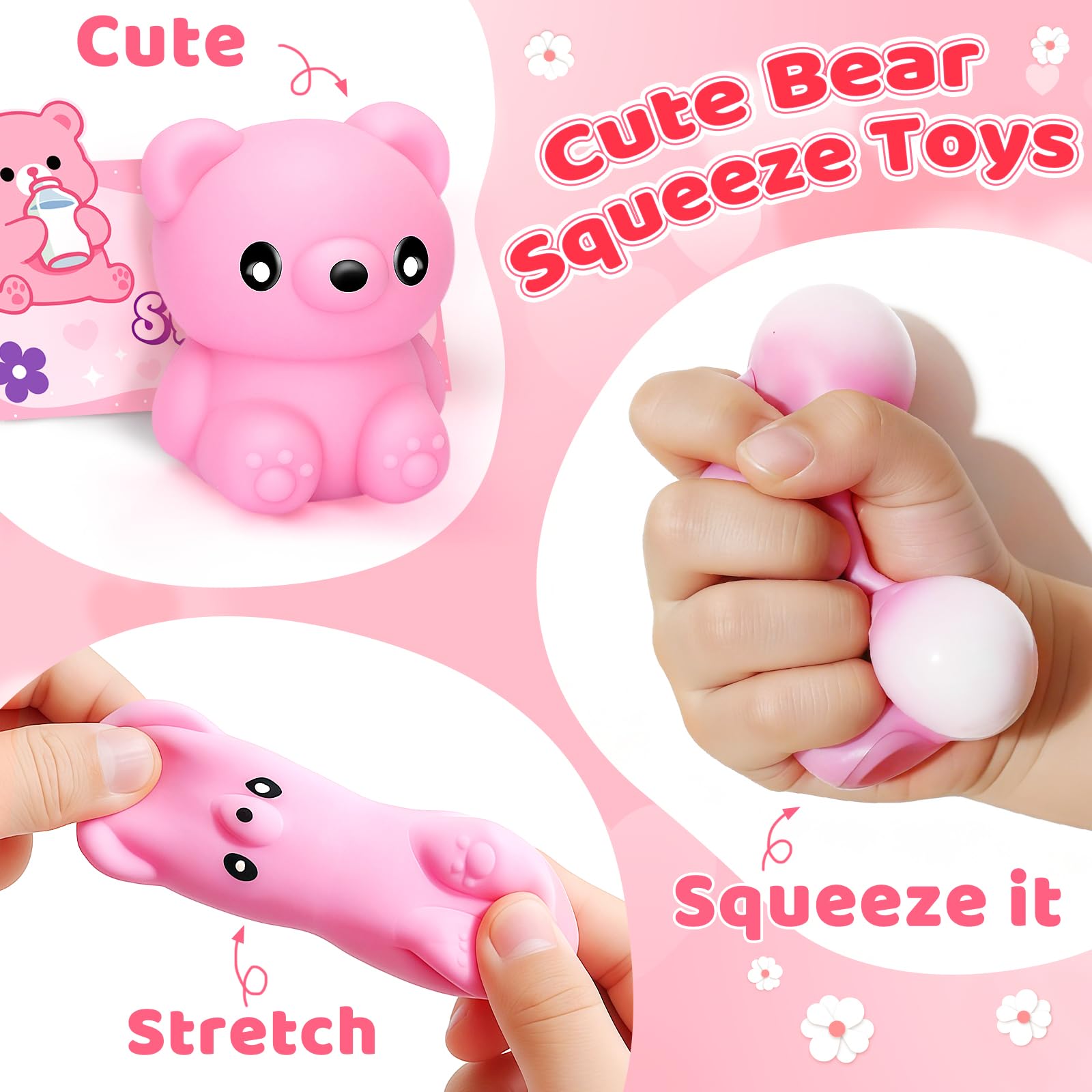 IJIGU twenty-four pastel bear squeeze toys for portable fun.