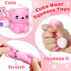IJIGU twenty-four pastel bear squeeze toys for portable fun.