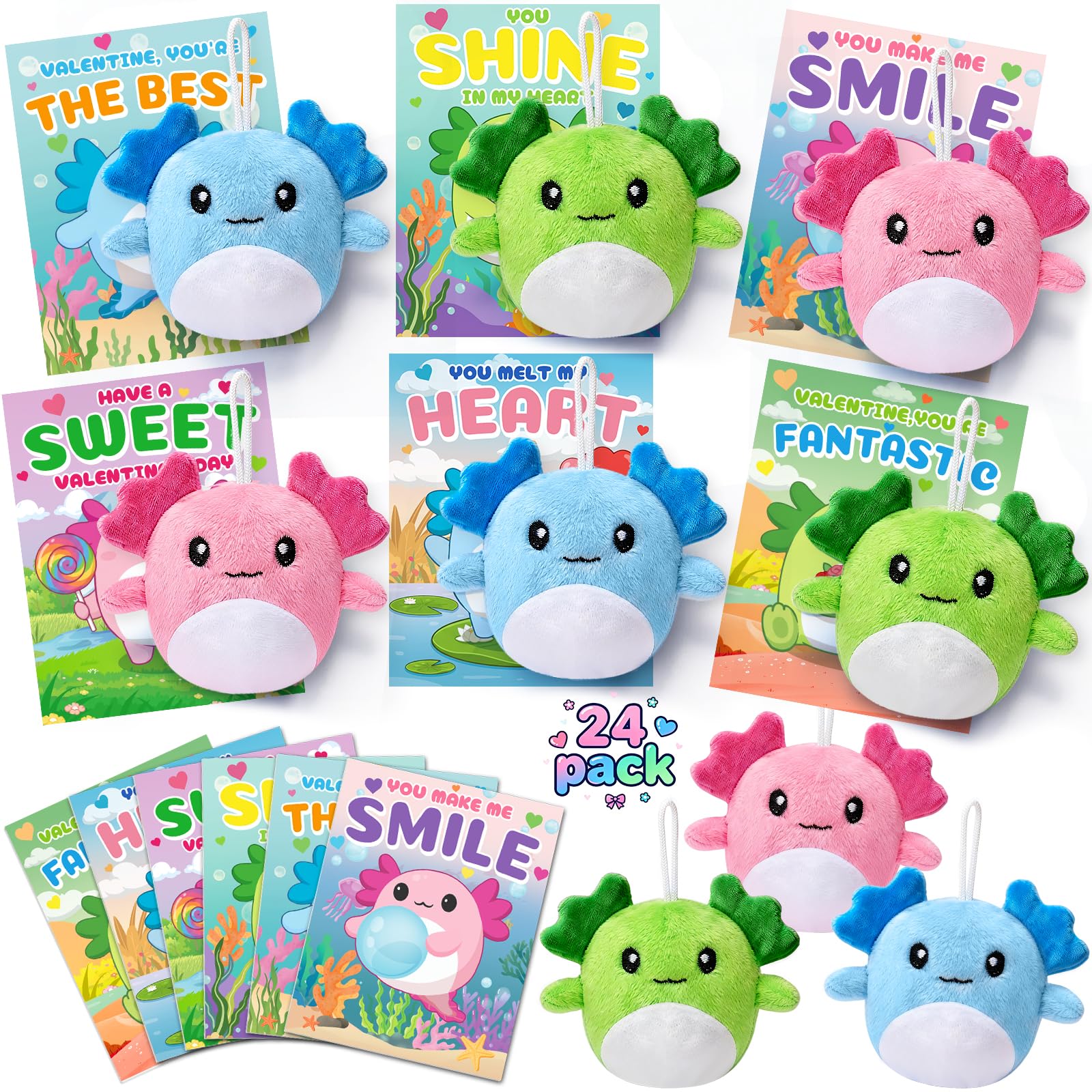 IJIGU axolotl plush blue keychain for backpacks, soft and cozy