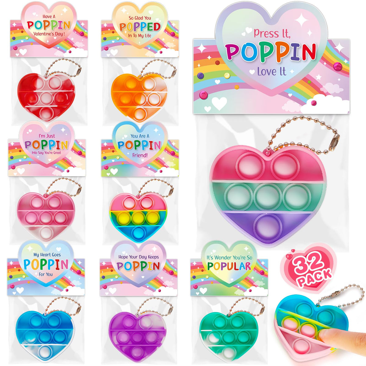 IJIGU Valentines card set with 32 heart designs, ideal for classroom exchanges.