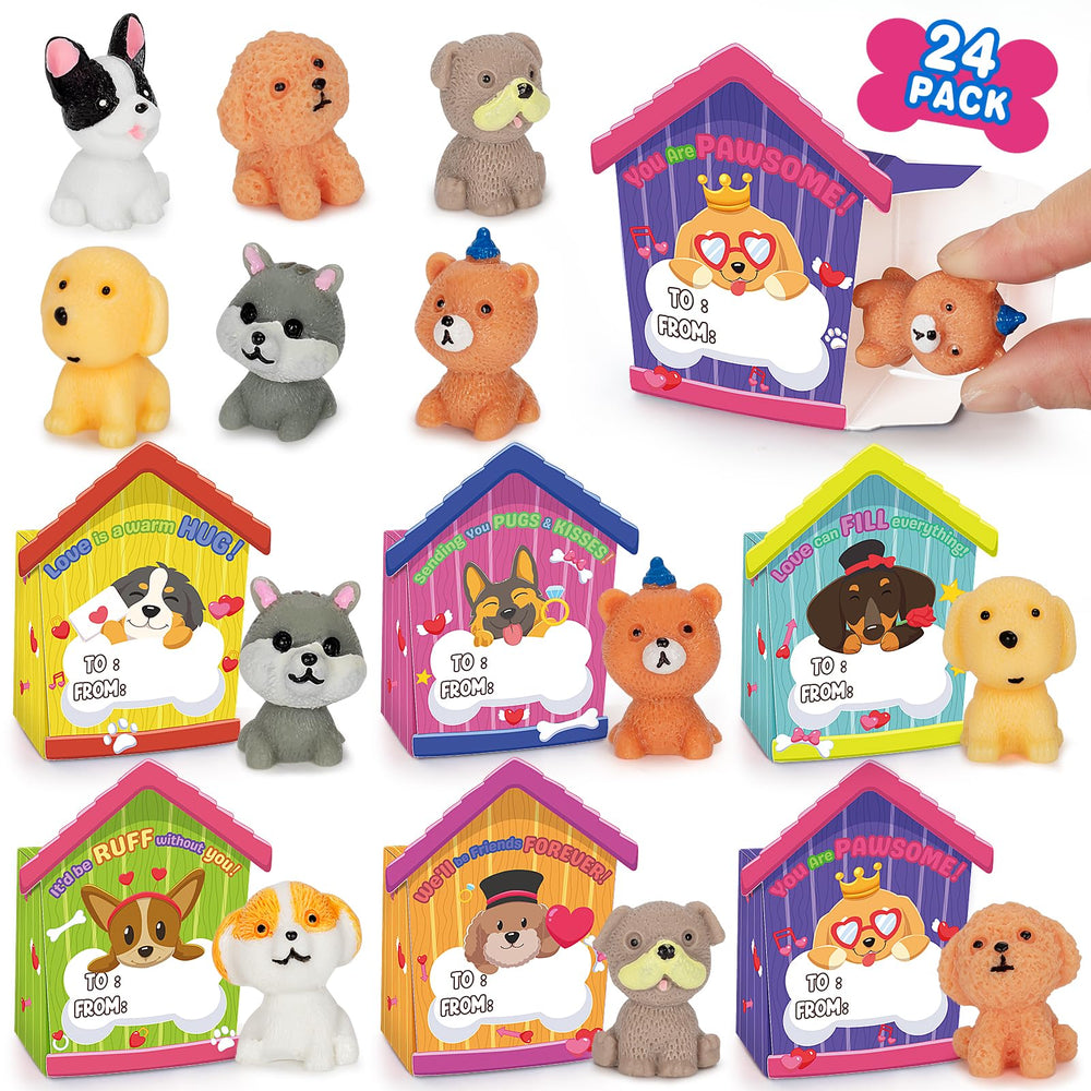 IJIGU dog house Valentine card flat with 3D reveal for classroom gifts