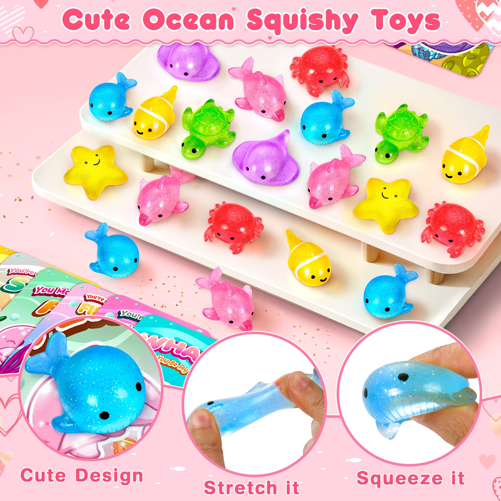 IJIGU Valentines card showing crab with glitter squishy toy for party favors