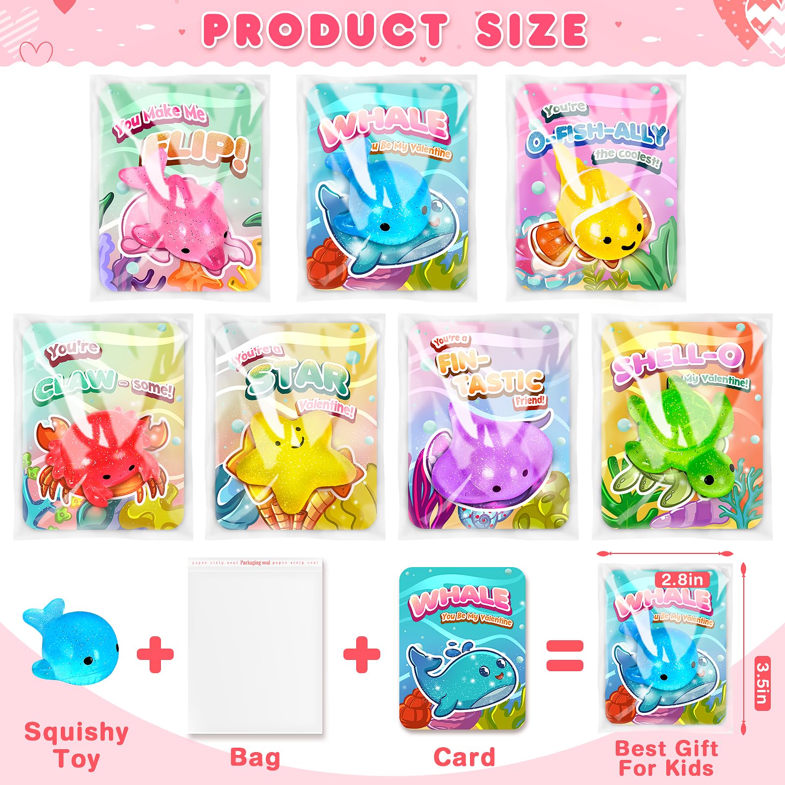 IJIGU Valentines card displaying manta ray and squishy toy for gift exchanges