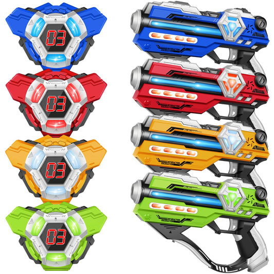 IJO Laser Tag Guns front view with four blasters for family fun