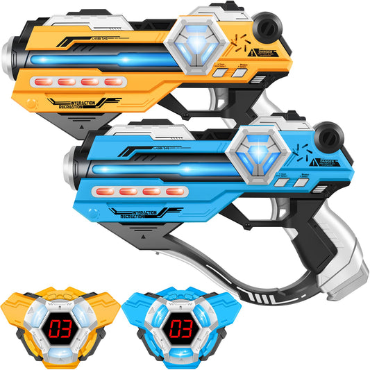 IJO Laser Tag Guns Set with two guns ready for action and teamwork