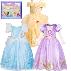 IKALI Princess Dress Up Trunk blue dress with glitter tulle for imaginative play