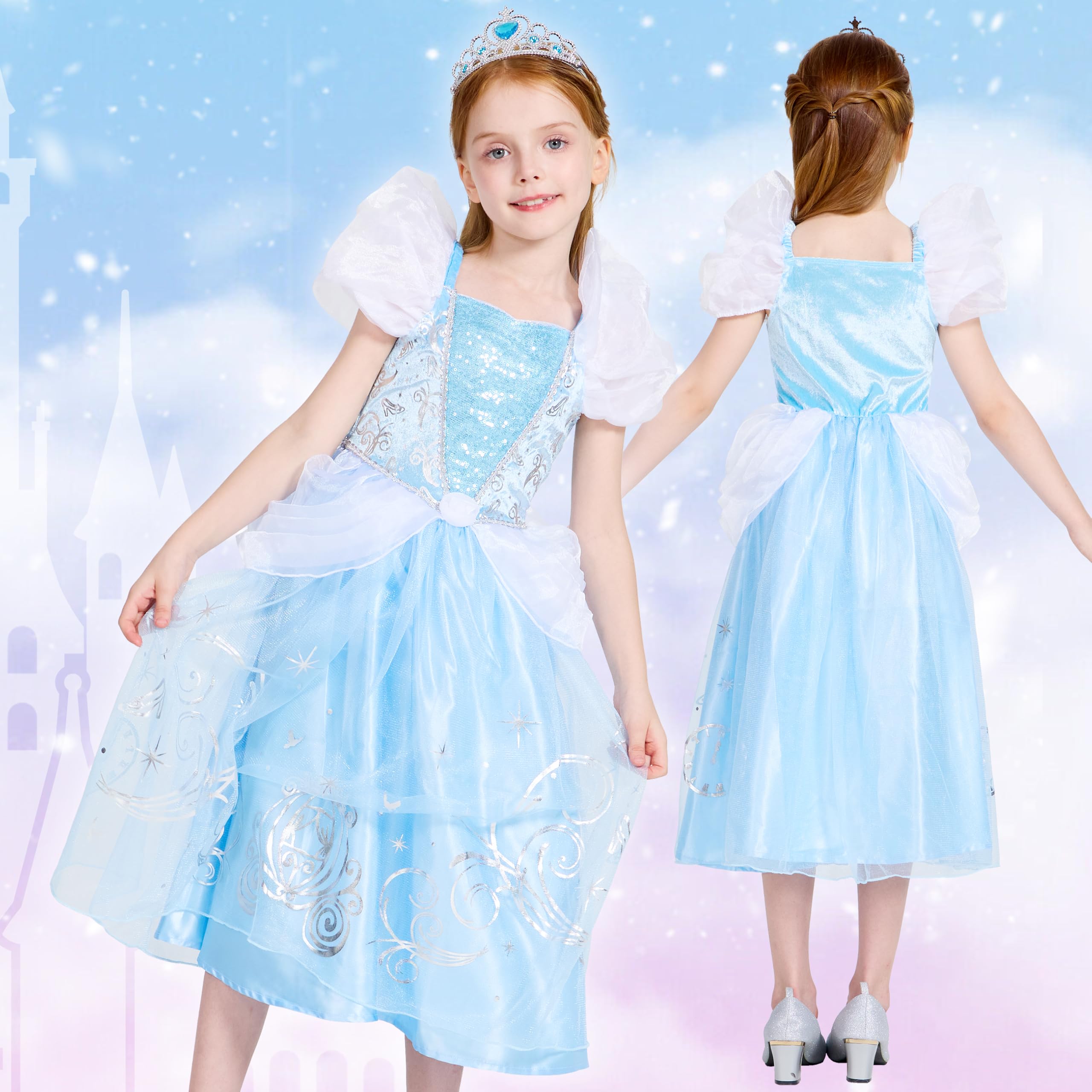 IKALI Princess Dress Up Trunk yellow dress with lace and mesh overlay for twirl-worthy elegance