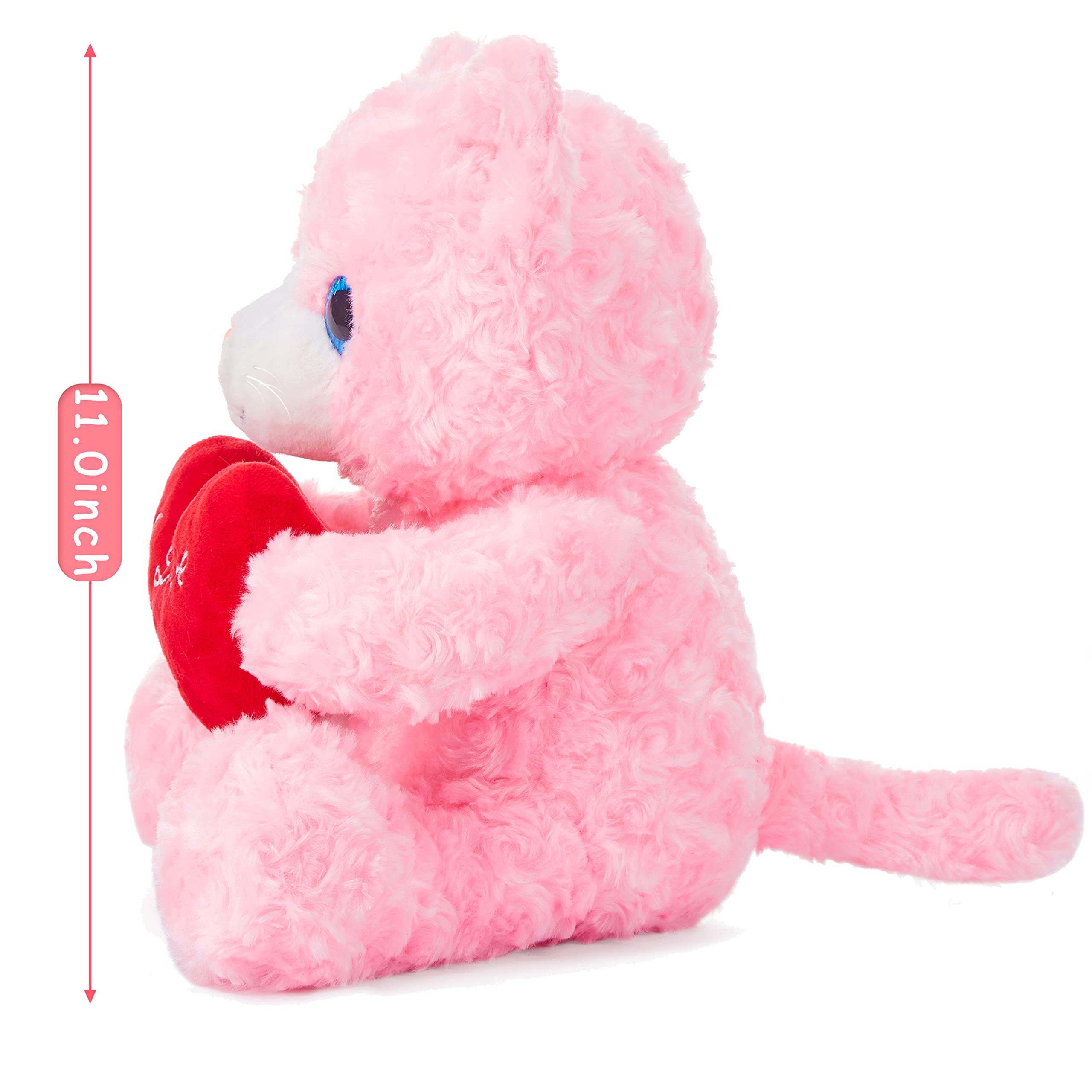 IKASA 11-inch cat plush, compact cuddle buddy for desks.