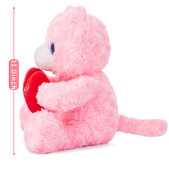 IKASA 11-inch cat plush, compact cuddle buddy for desks.