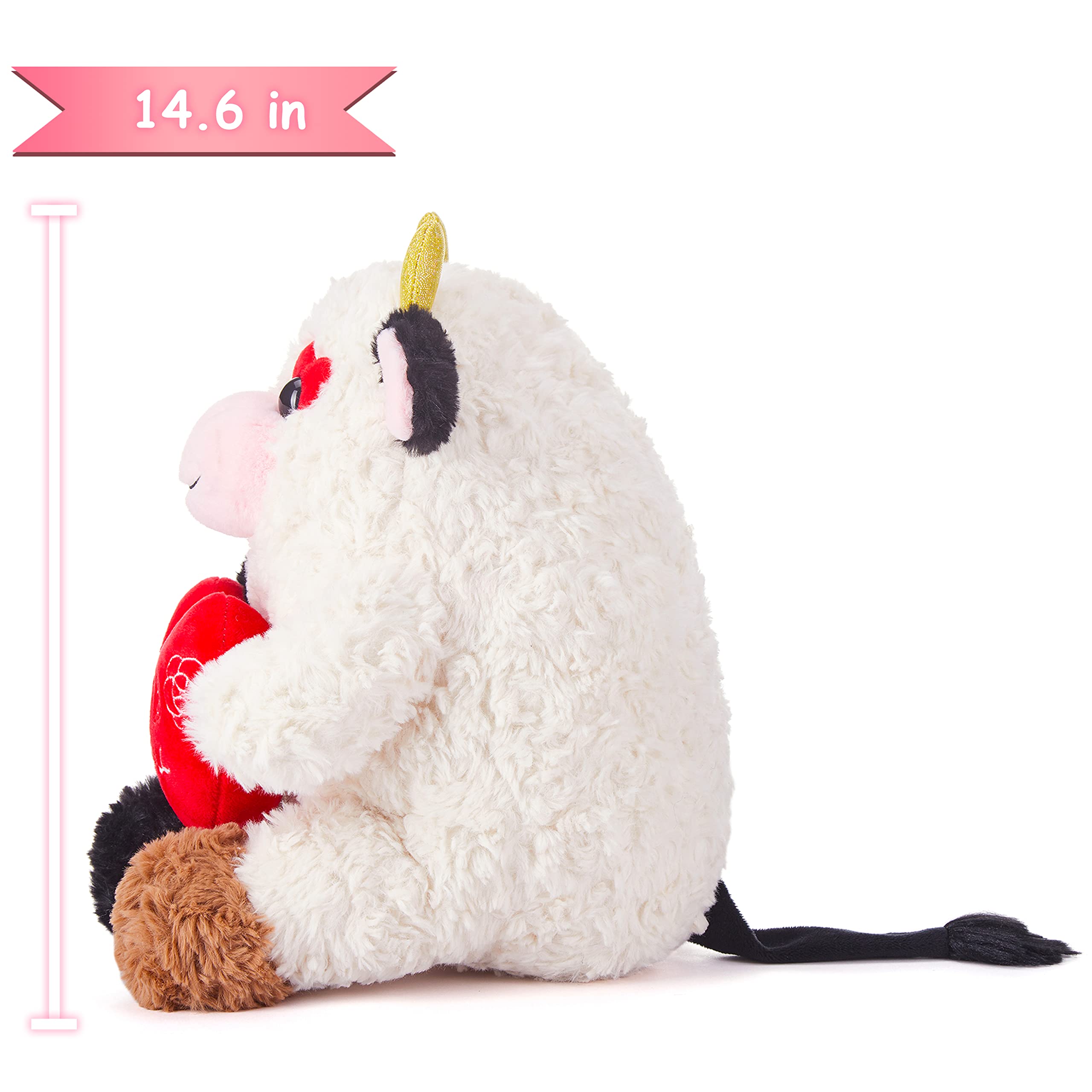 IKASA cow plush close-up face with friendly eyes for comfort.