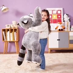 IKASA fluffy oversized plushie raccoon for cozy room decor.