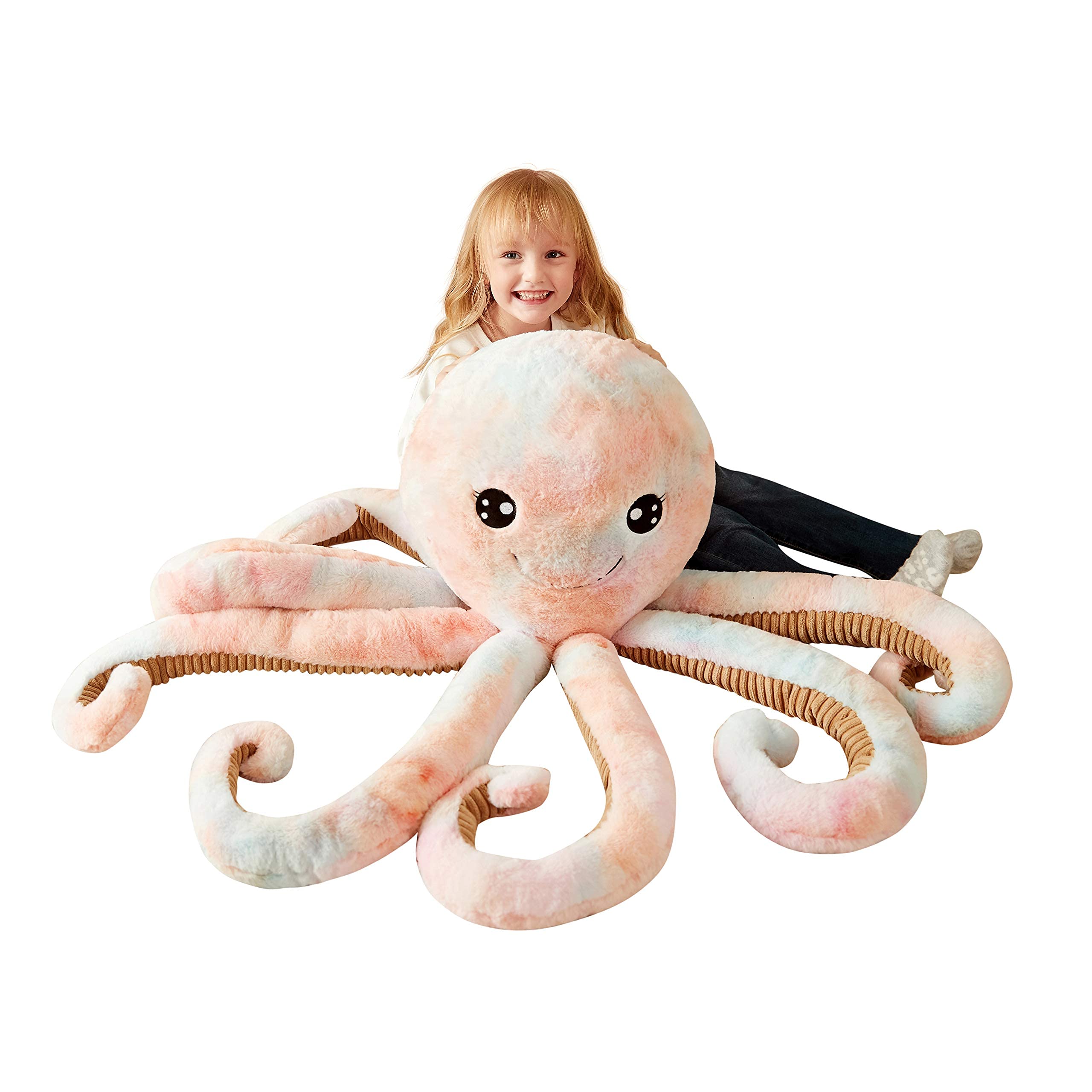 IKASA giant octopus plush, 30-inch tall, ultra-soft and cuddly for kids.