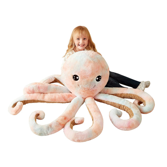 IKASA giant octopus plush, 30-inch tall, ultra-soft and cuddly for kids.