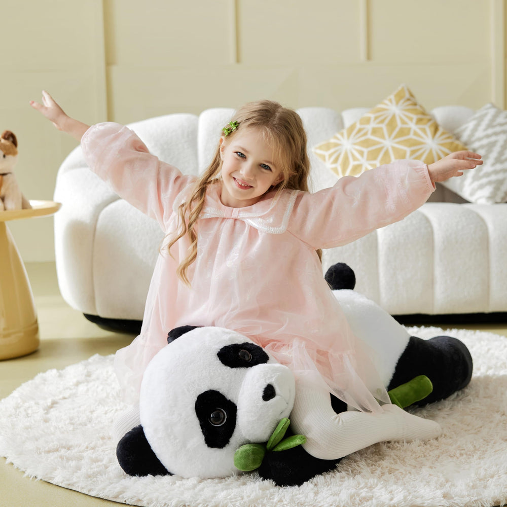 IKASA giant panda cuddly feature offers a soft, huggable companion for bedtime stories.