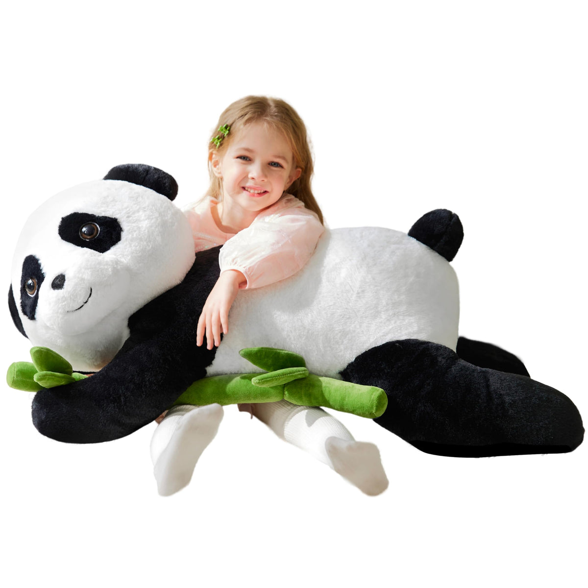 IKASA Giant Panda plush in 30-inch size offers cozy hugs and striking bedroom decor.