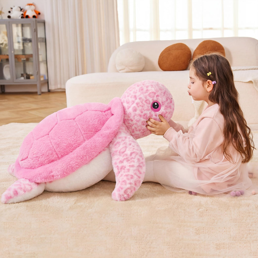 IKASA giant turtle plush in a hug pose, ideal for bedtime snuggles.