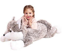 IKASA giant wolf stuffed animal, 30-inch, a cuddly kid-friendly companion.