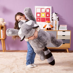 IKASA large plush raccoon toy for bedtime storytelling.
