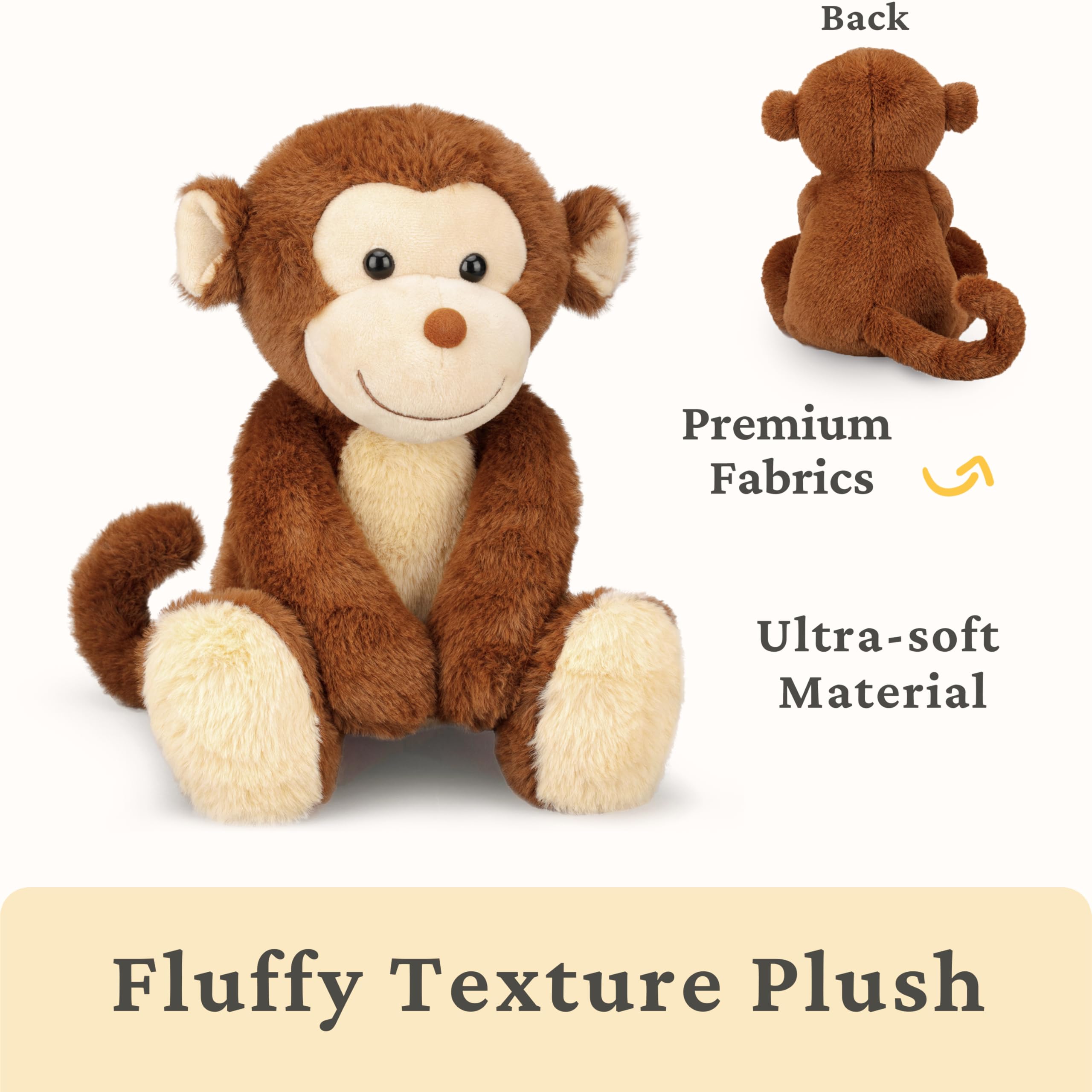 IKASA monkey plush texture close-up highlighting plush fur and craftsmanship