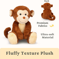 IKASA monkey plush texture close-up highlighting plush fur and craftsmanship