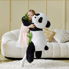 IKASA oversized panda stuffed toy emphasizes premium materials for durable everyday play.