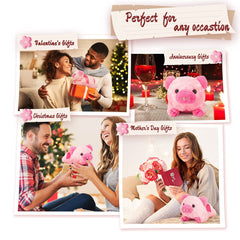 IKASA plush pig toy with bow, a sweet Valentine gift idea
