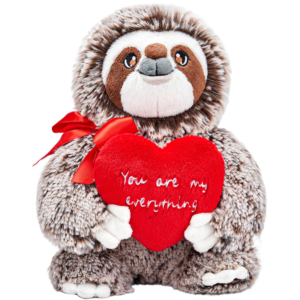 IKASA Sloth plush holding a heart, a cozy Valentine gift idea.