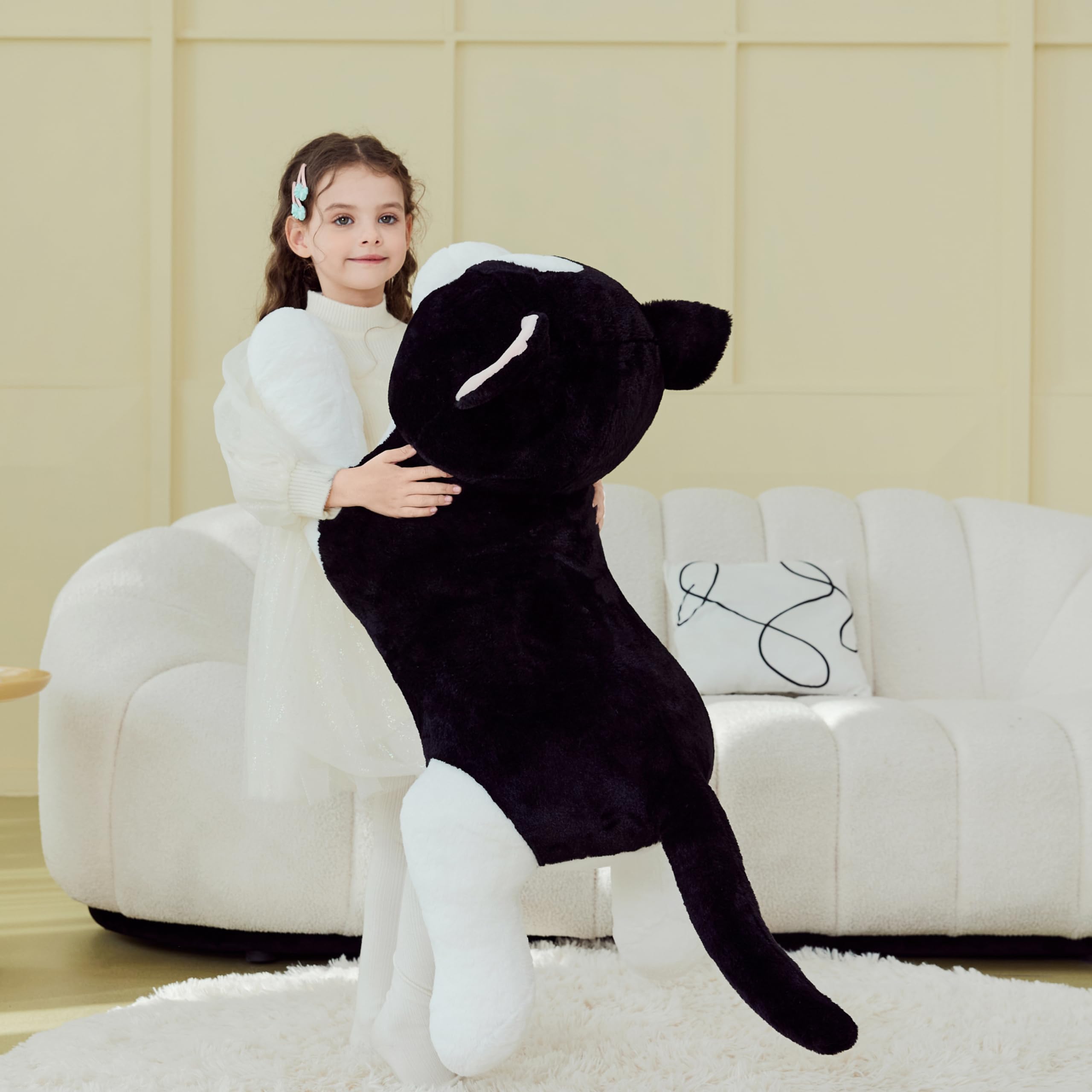 IKASA 30-inch cat plush adds playful charm to playrooms and bedrooms.